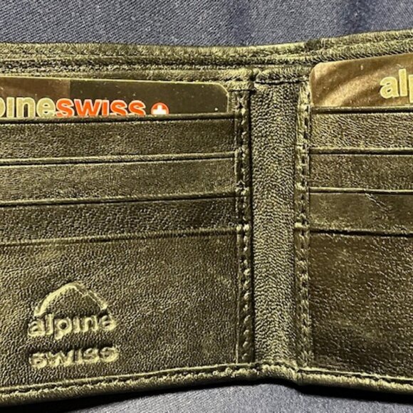 Alpine Swiss Black Soft Leather Bifold Wallet Made in India - Picture 10 of 14